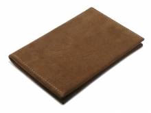 Exklusive Dokumenten-Tasche für Reisenpass, KFZ & mehr aus Nubuk-Leder und Holz braun von Walt