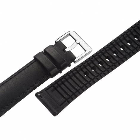 Hybrid-watch strap -Max Endurance Sport- 22mm black HORWEEN leather/silicone easy click STAILER (width of buckle 20 mm) - Bild vergrern 