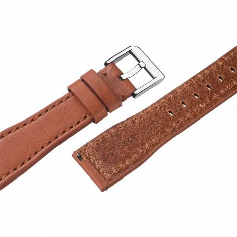 Watch strap -Aviator New- 22mm light brown leather aviator look stitched easy click by STAILER (width of buckle 18 mm) - Bild vergrern 