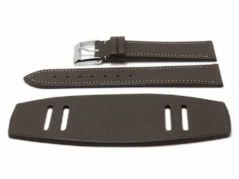 Watch strap -Bund Bravus- 22mm dark brown leather with leather pad by ATELIER FERRER CHANNEL (width of buckle 20 mm) - Bild vergr��ern 