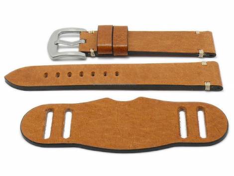 Watch strap -Bund Pilot- 20mm light brown genuine antelope leather pad by ATELIER FERRER CHANNEL (width of buckle 18 mm) - Bild vergr��ern 