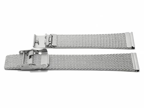 Watch strap -Waldkirch- 18mm silver mesh polished fine structure MADE in GERMANY slide clasp by VOLLMER - Bild vergr��ern 