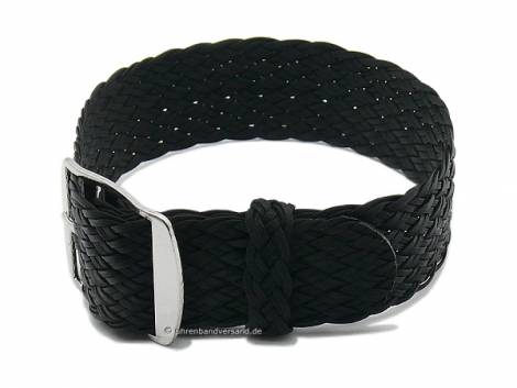 Watch strap 18mm black perlon/textile sporty one piece strap - Bild vergrern 