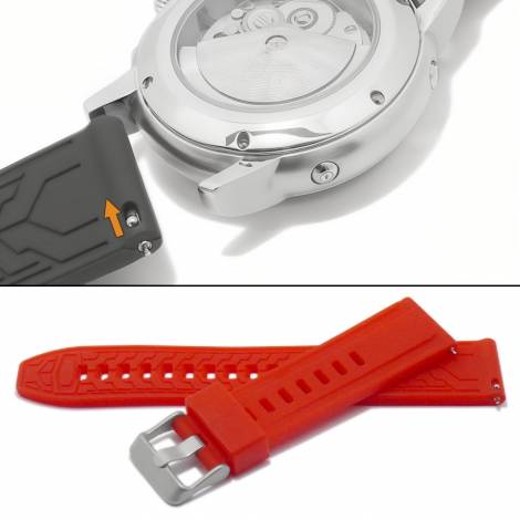 Basic-watch strap EASY-CLICK 20mm red silicone with easy change spring bars (width of buckle 19 mm) - Bild vergr��ern 