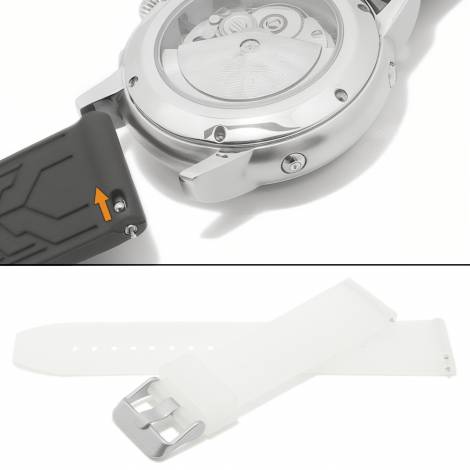 Basic-watch strap EASY-CLICK 24mm white/translucent silicone with easy change spring bars (width of buckle 22 mm) - Bild vergr��ern 