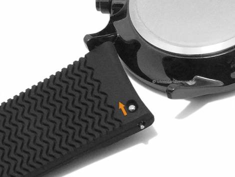 Basic-watch strap 20mm black silicone matt with curved ends & EASY-CLICK spring bars (width of buckle 18 mm) - Bild vergrern 