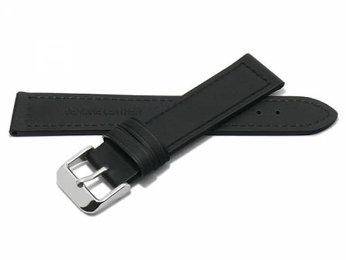 PREISTIPP: Uhrenarmband 20mm schwarz Leder abgenht glatt flach (Schlieenansto 18 mm) - Bild vergrern 