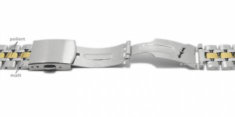 Watch strap 18mm dual tone stainless steel solid partly polished with clasp - Bild vergrern 