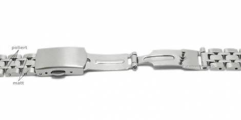 Watch strap 12mm silver stainless steel solid partly polished with clasp - Bild vergrern 