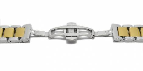 Watch strap 18mm dual tone stainless steel solid polished with clasp - Bild vergr��ern 