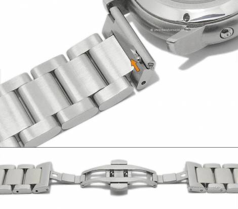 Watch strap 20mm silver stainless steel solid polished with clasp & EASY-CLICK - Bild vergrern 