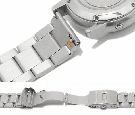Watch strap 18mm silver stainless steel solid matt clasp with EASY-CLICK - Bild vergrern 