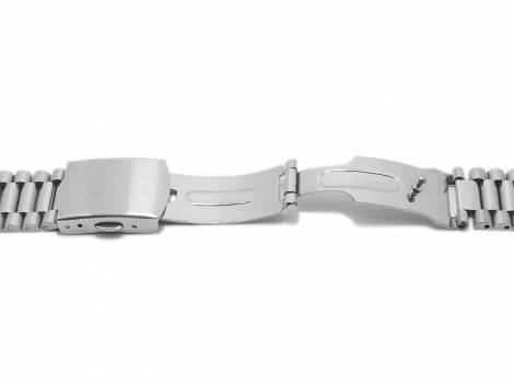 Watch strap 18mm silver stainless steel solid partly polished with clasp - Bild vergr��ern 