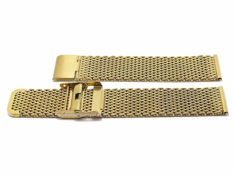 Watch strap 22mm golden mesh medium structure with security slide clasp - Bild vergrern 