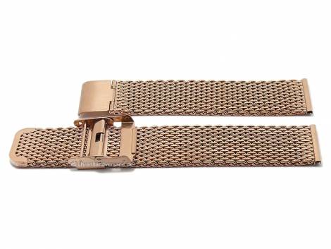 Watch strap 18mm ros golden mesh medium structure with security slide clasp - Bild vergrern 