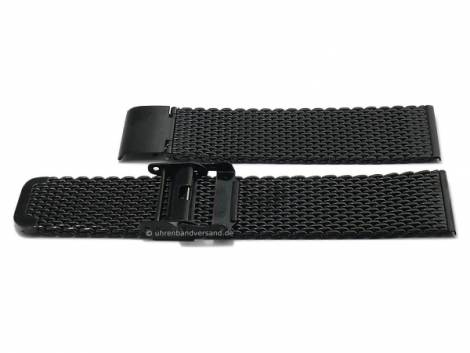 Watch strap 20mm black mesh medium structure with security slide clasp - Bild vergrern 