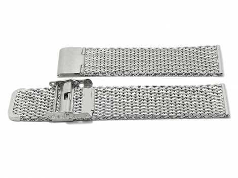 Watch strap 24mm silver mesh medium structure with security slide clasp - Bild vergrern 