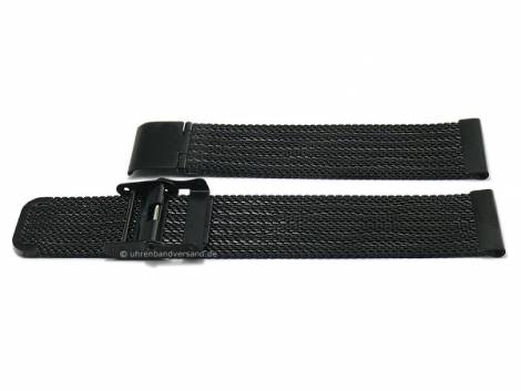 Watch strap 24mm black mesh fine structure with security slide clasp - Bild vergr��ern 