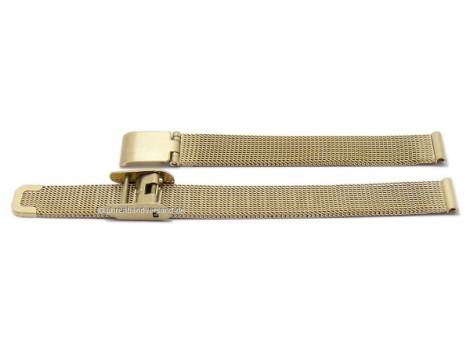 Watch strap 10mm golden mesh fine structure satined with slide clasp - Bild vergrern 