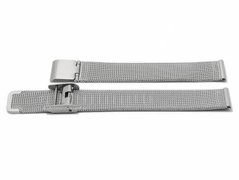 Watch strap 14mm silver mesh fine structure satined with slide clasp - Bild vergrern 