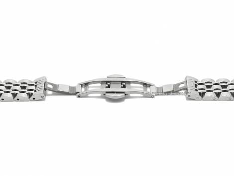Basic watch strap 14mm silver stainless steel solid polished with butterfly clasp - Bild vergrern 