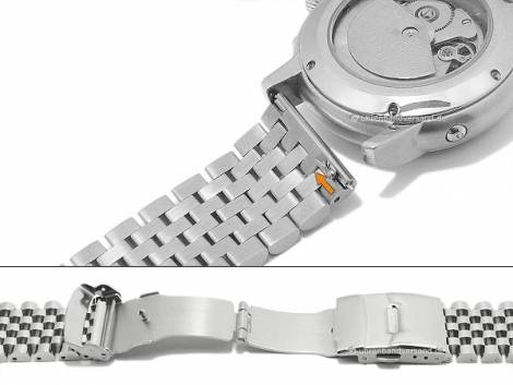 Basic watch strap 22mm stainless steel solid polished with easy click & security clasp - Bild vergrern 