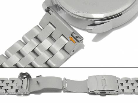 Watch strap 22mm silver stainless steel solid polished with EASY-CLICK & security clasp - Bild vergrern 