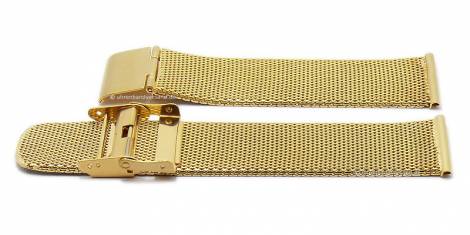 Watch strap -Metzingen- 21mm golden stainless steel mesh light structure with slide clasp by VOLLMER - Bild vergrern 