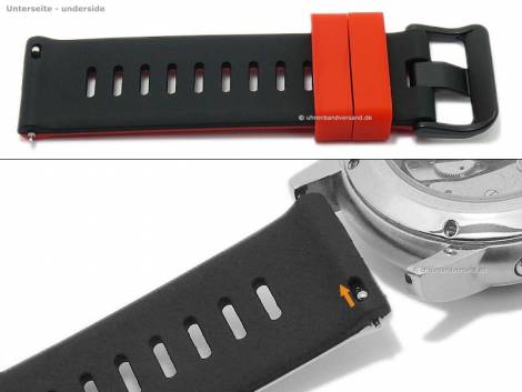 Watch strap 22mm red/black silicone with easy click spring bars for sporty watches & smartwatches - Bild vergr��ern 