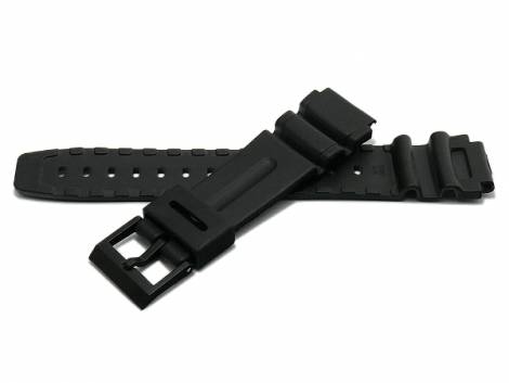 Watch strap CsKA36 19mm black synthetic smooth suitable for CASIO and more (width of buckle 19 mm) - Bild vergrern 