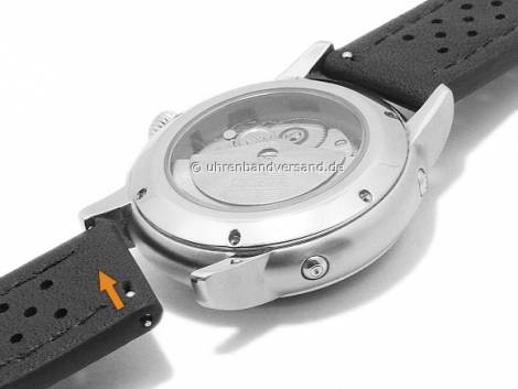 Watch strap 24mm black leather racing look blue stitching with easy change spring bars DILOY (width of buckle 24 mm) - Bild vergr��ern 