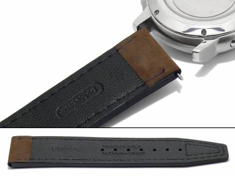 Watch strap -Nevada- 22mm dark brown leather smooth light stitching by DI-MODELL (width of buckle 22 mm) - Bild vergr��ern 