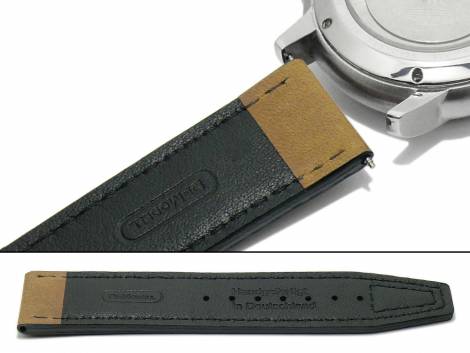 Watch strap -Nevada- 22mm brown leather smooth light stitching by DI-MODELL (width of buckle 22 mm) - Bild vergr��ern 