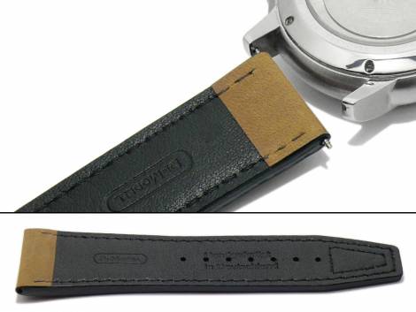 Watch strap -Nevada- 30mm brown leather smooth light stitching by DI-MODELL (width of buckle 26 mm) - Bild vergr��ern 