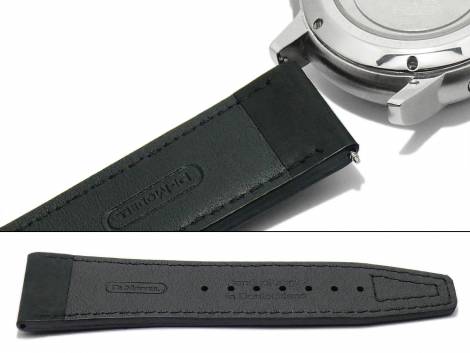 Watch strap -Nevada- 26mm black leather smooth light stitching by DI-MODELL (width of buckle 22 mm) - Bild vergr��ern 