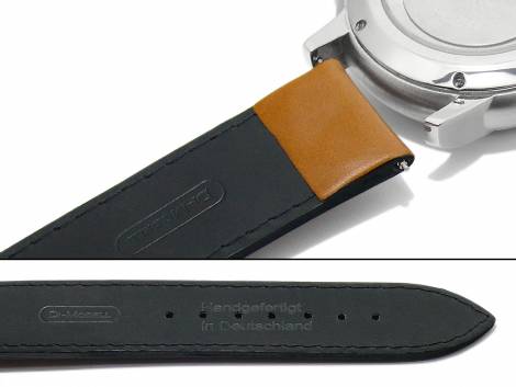 Watch band 20mm light brown Di-Modell -IKARUS- smooth light contrast stitching with rivets (width of buckle 20 mm) - Bild vergr��ern 