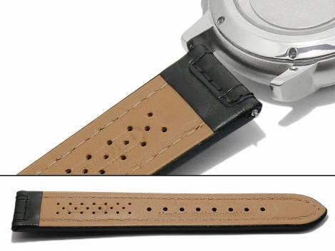 Watch band 22mm black by Di-Modell -Imperator waterproof- Louisiana croco grain padded (width of buckle 18 mm) - Bild vergr��ern 