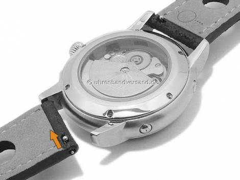 Watch strap 22mm light brown leather racing look with easy change spring bars by BandOh (width of buckle 20 mm) - Bild vergr��ern 