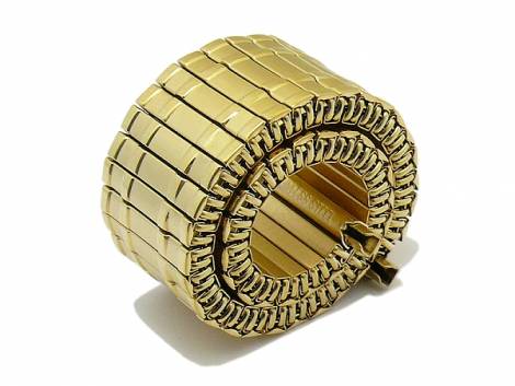 Watch strap 18-22mm golden stainless steel expansion strap -Adeon- with telescopic ends partly polished by EICHMLLER - Bild vergrern 