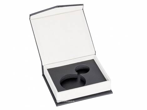 Watch case black/beige synthetic leather-like for 1 pocket watch - Bild vergrern 