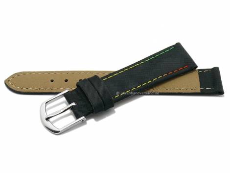 Watch strap -Kids- 14mm black Nylon/textile multi-coloured stitching by EULIT (width of buckle 12 mm) - Bild vergrern 
