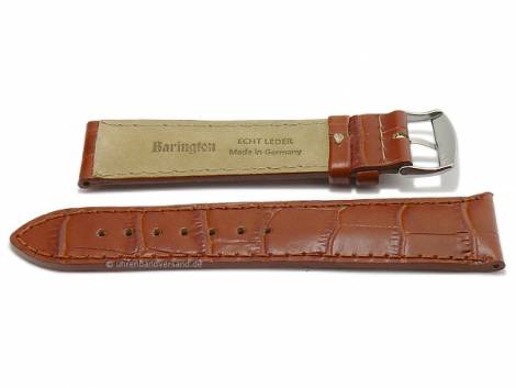 Watch strap -Kroko-Print- 21mm brown leather croco grain stitched by BARINGTON (width of buckle 18 mm) - Bild vergrern 