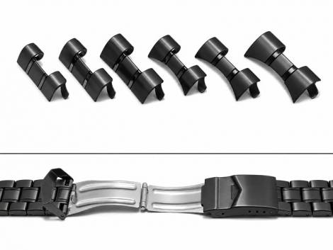 Watch strap 18-22mm stainless steel black multiple ends with security clasp by EULIT - Bild vergr��ern 