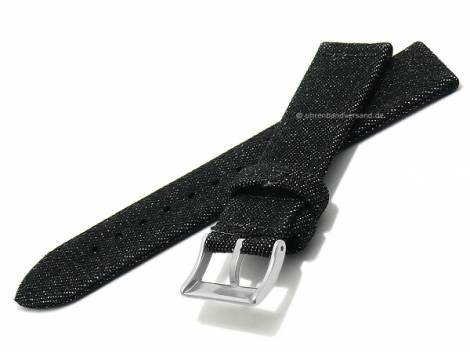 Watch strap -Jeans- 22mm black textile/denim vegan MADE IN GERMANY by FLUCO (width of buckle 20 mm) - Bild vergrern 