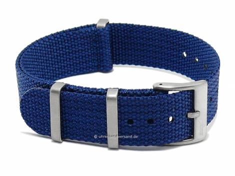 Watch strap -Field Cotton- 22mm dark blue textile/nylon one piece strap in NATO style by FLUCO (width of buckle 22 mm) - Bild vergr��ern 