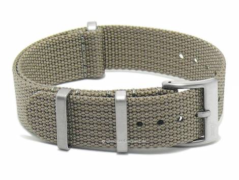 Watch strap -Field Cotton- 20mm taupe textile/nylon one piece strap in NATO style by FLUCO (width of buckle 20 mm) - Bild vergrern 