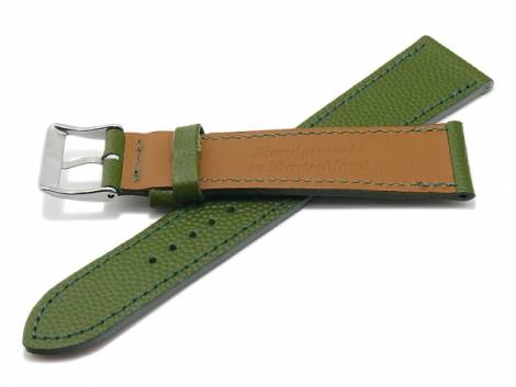 Watch strap -Caviar- 17mm green leather extravagant grained stitched MADE IN GERMANY by FLUCO (width of buckle 16 mm) - Bild vergrern 