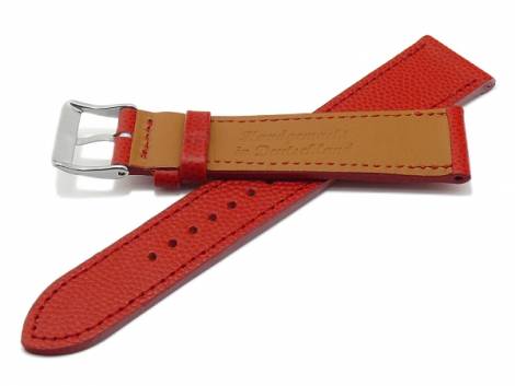 Watch strap -Caviar- 18mm red leather extravagant grained stitched MADE IN GERMANY by FLUCO (width of buckle 16 mm) - Bild vergrern 