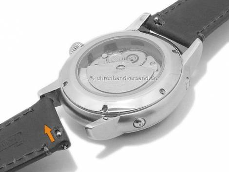 Watch strap 22mm black Horween leather smooth matt stitched with easy change spring bars GECKOTA (width of buckle 20 mm) - Bild vergr��ern 