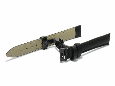 Butterfly clasp (HeBFS-12) 14mm stainless steel black polished push button release - Bild vergrern 